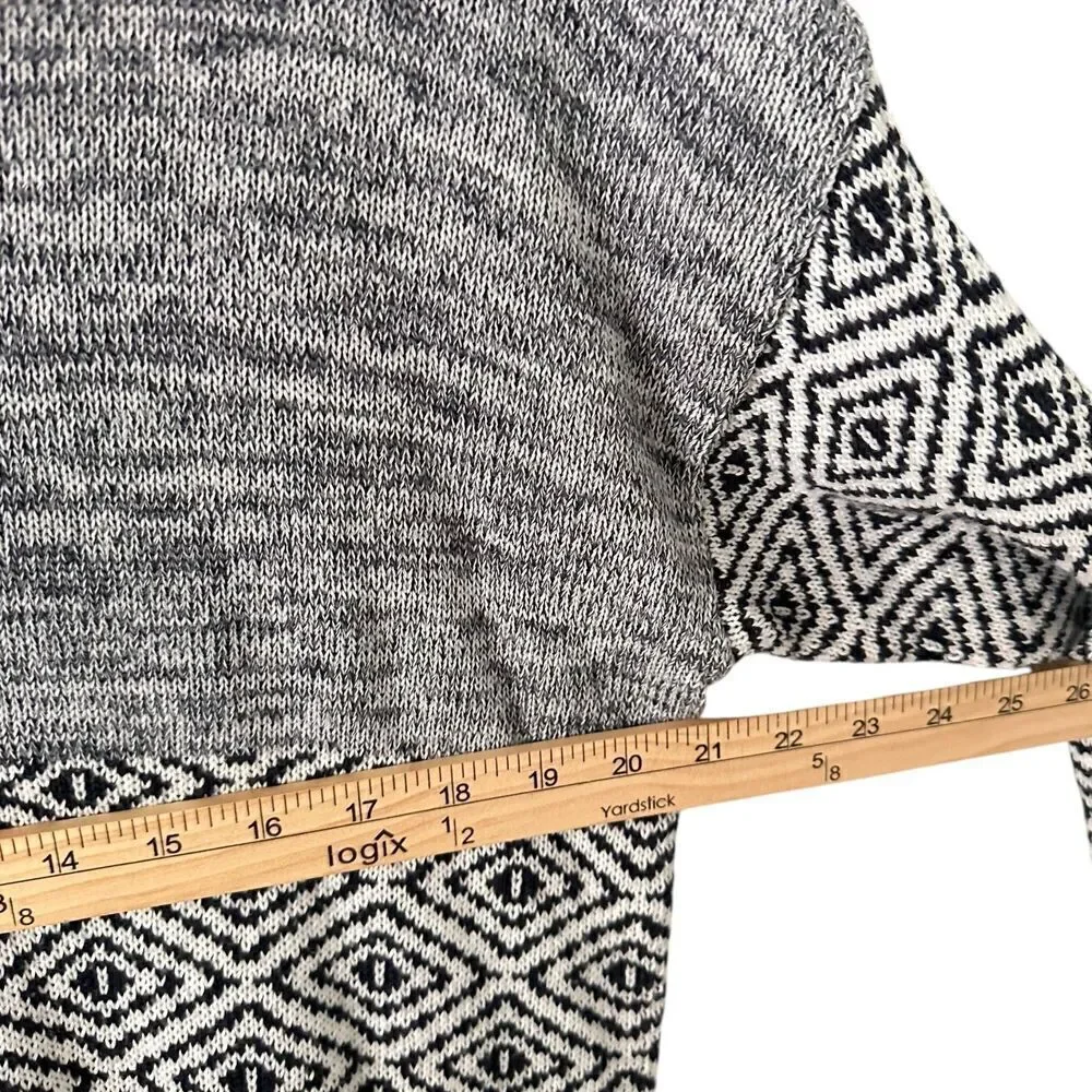 Obey Womens Blue and White Pattern Boxy Oversized Scoop Neck Sweater Size L - Picture 6 of 6